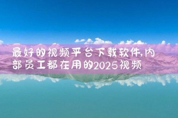 最好的视频平台下载软件