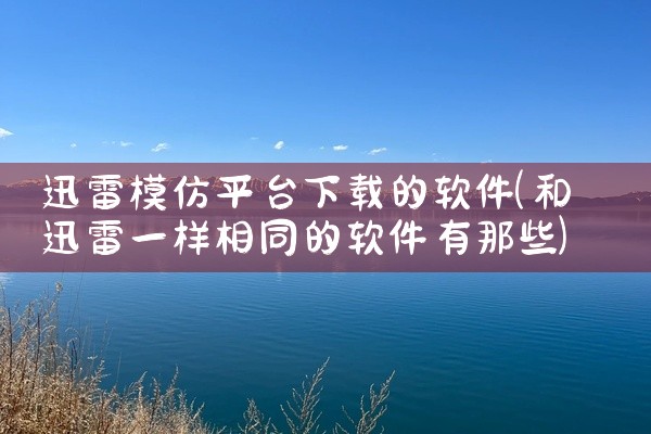 迅雷模仿平台下载的软件