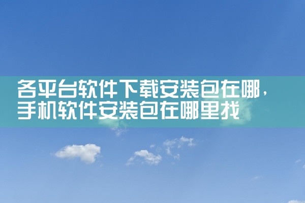各平台软件下载安装包在哪